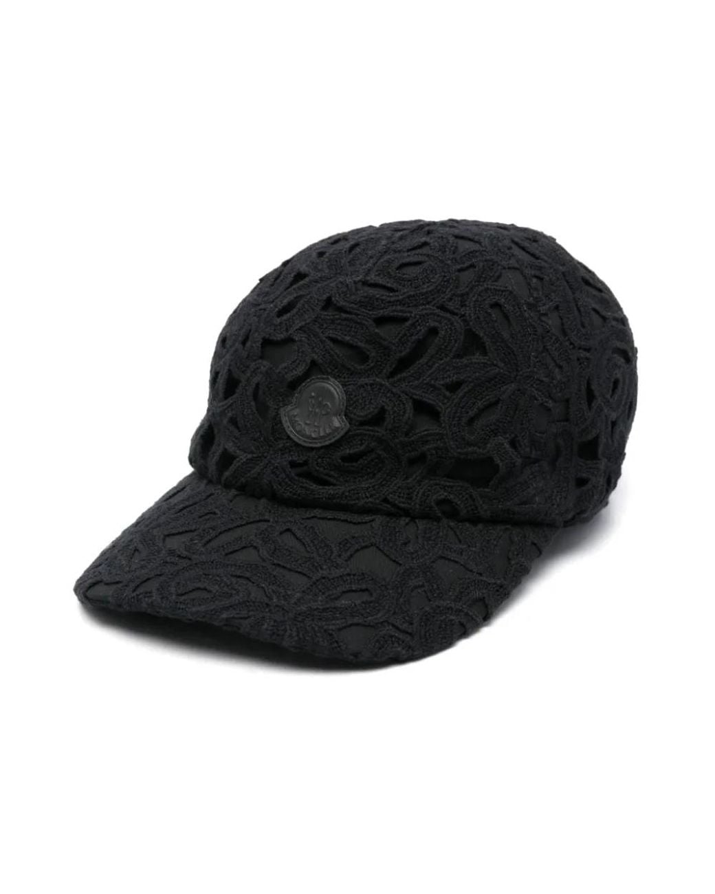 Moncler Black Macramé Baseball Cap