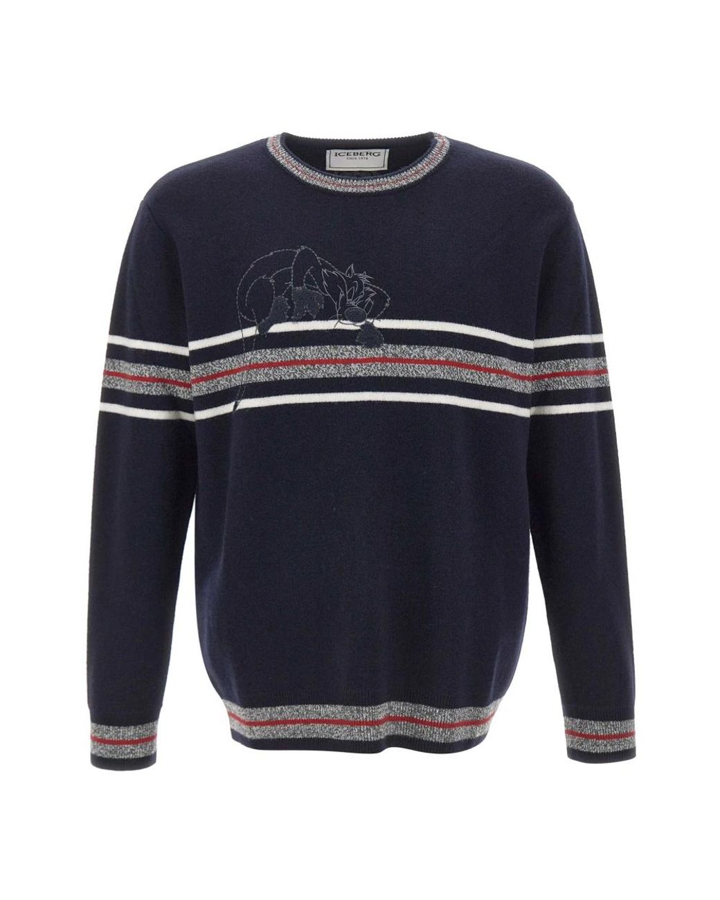 Iceberg Blue Round-Neck Knitwear for men