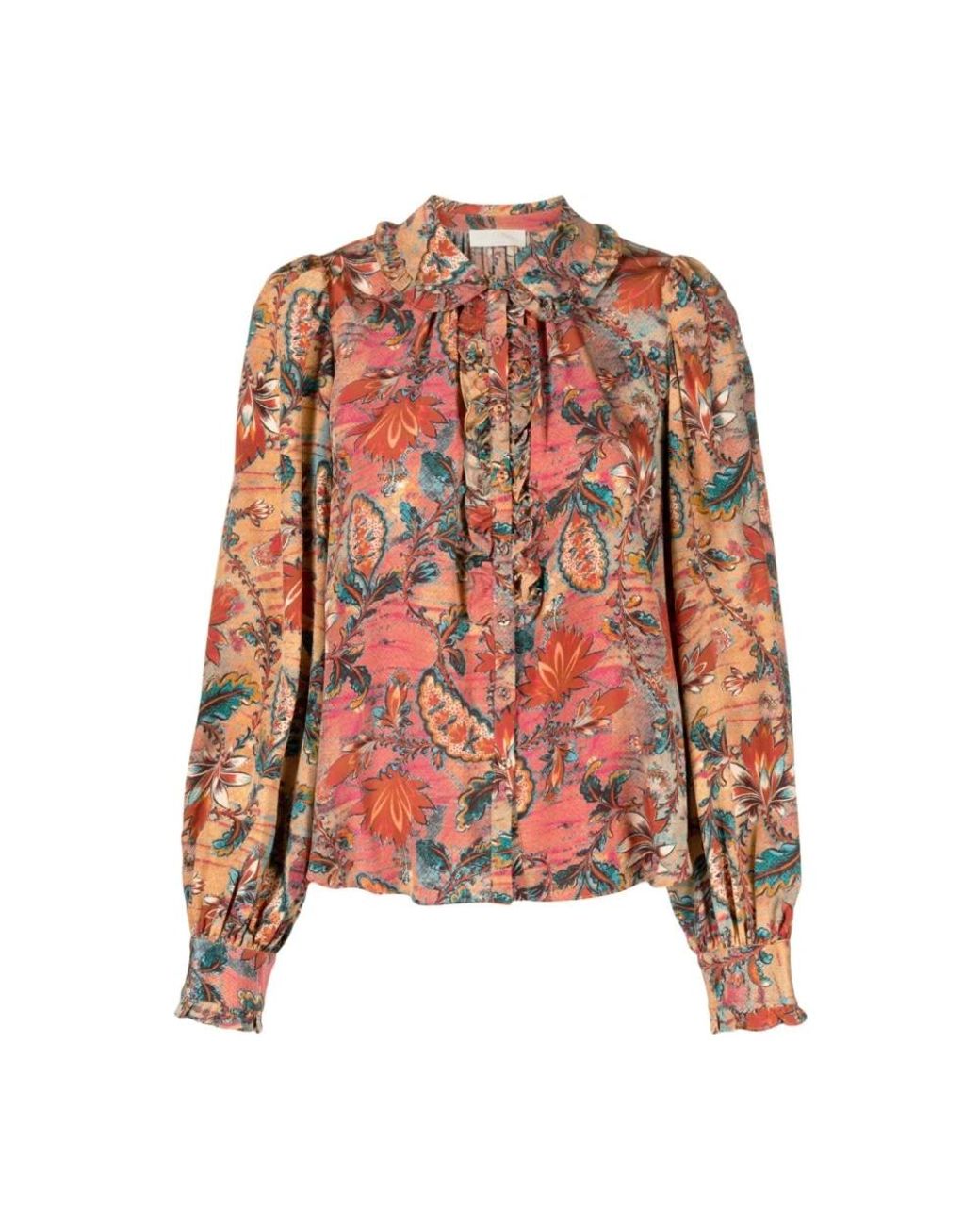 Ulla Johnson Pink Blouse En Soie Philipa À Fleurs