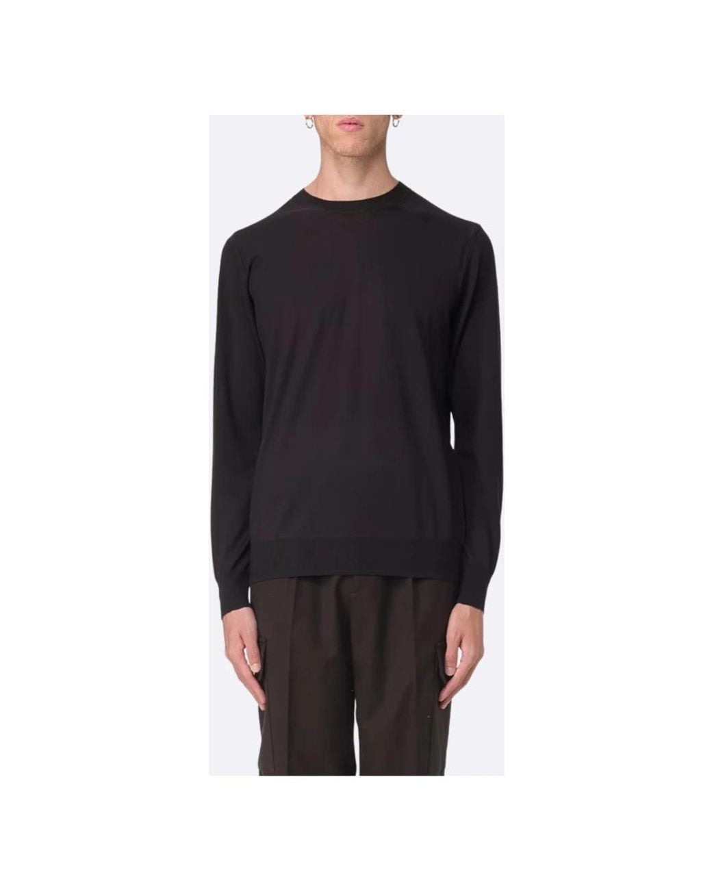 Paolo Pecora Black Round-Neck Knitwear for men