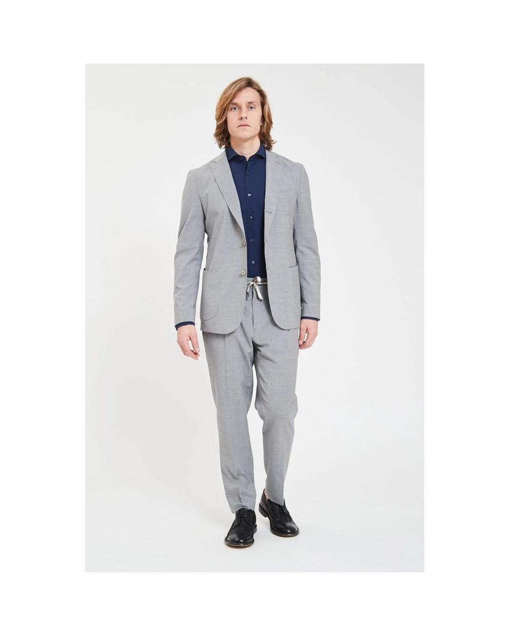 Santaniello Blue Single Breasted Suits for men