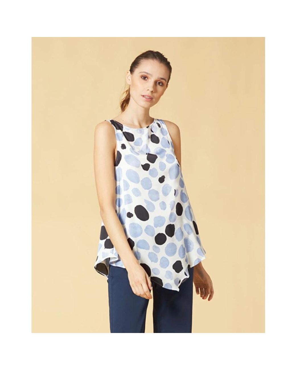 Manila Grace Blue Sleeveless Tops