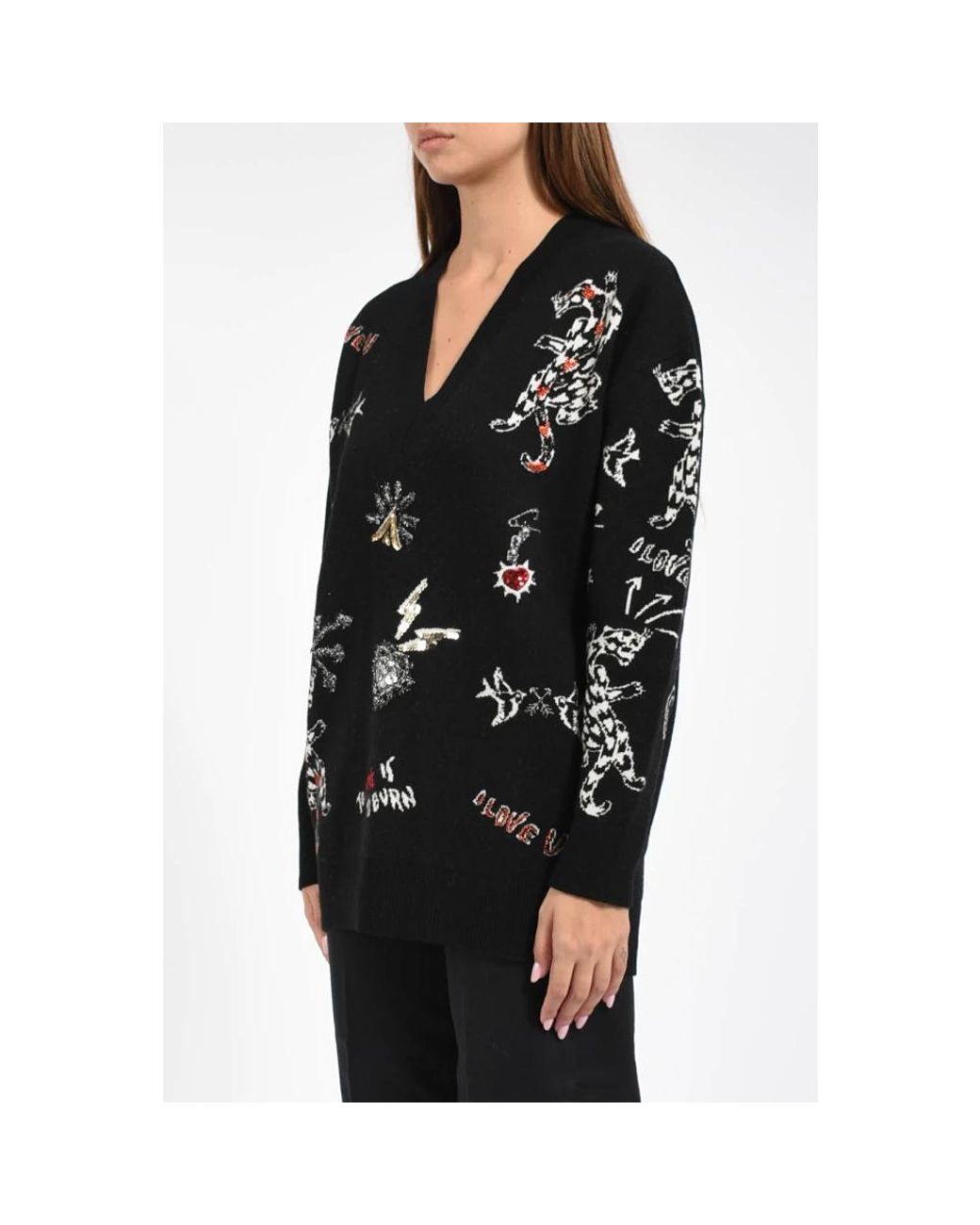 V-Neck Knitwear Akep en coloris Black