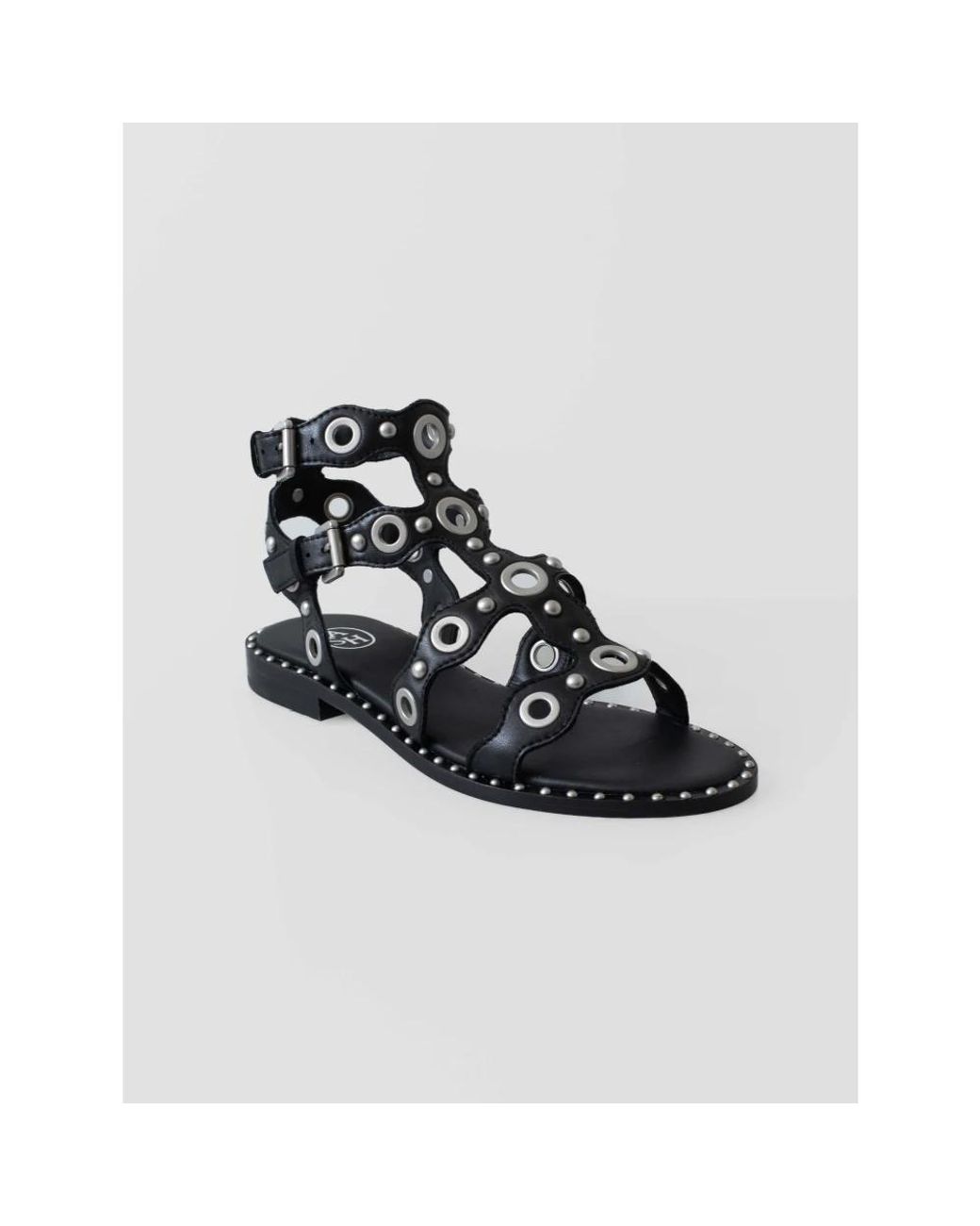 Ash Black Flat Sandals