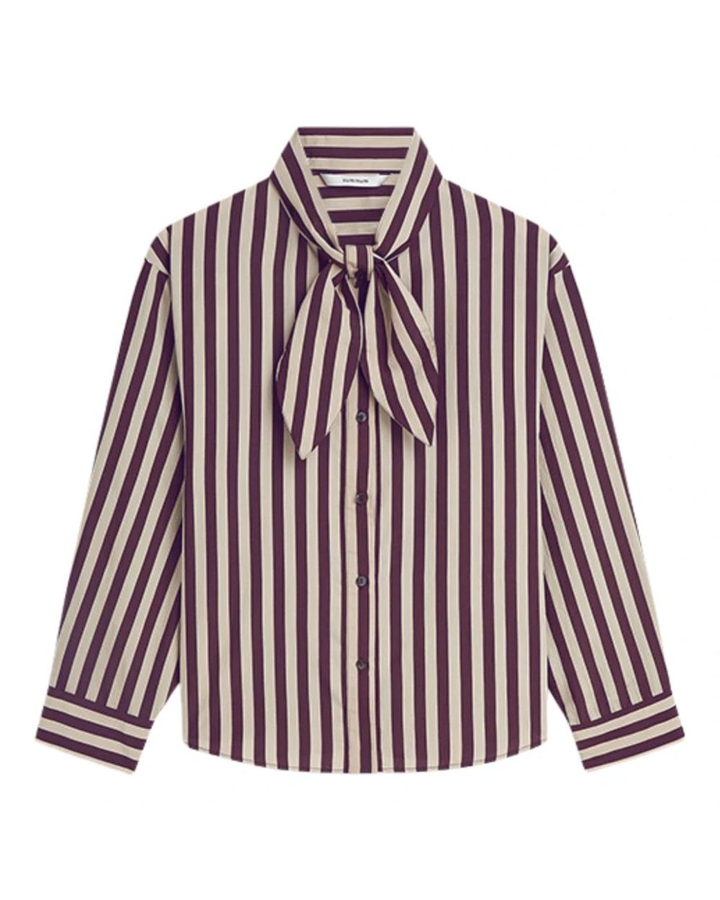 Summum Blouse Two Tone Stripe in het Purple
