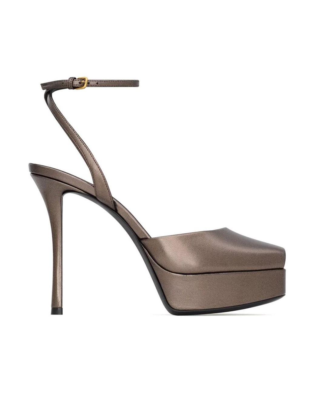 Saint Laurent Brown Leather La Scandale Sandals 85