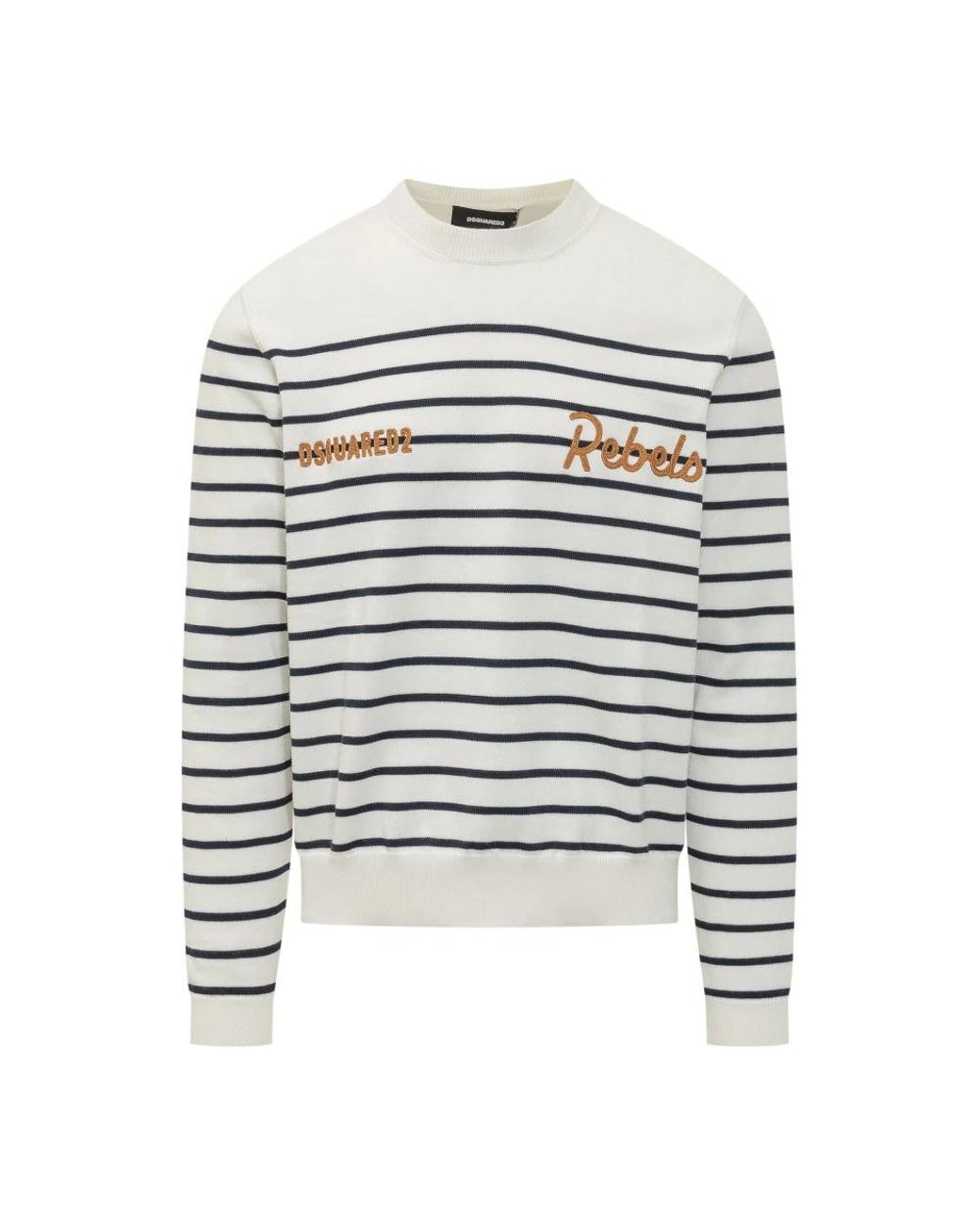 DSquared² Truien & Vesten ,Wit ,Gestreept Gebreide Pullover in het White voor heren
