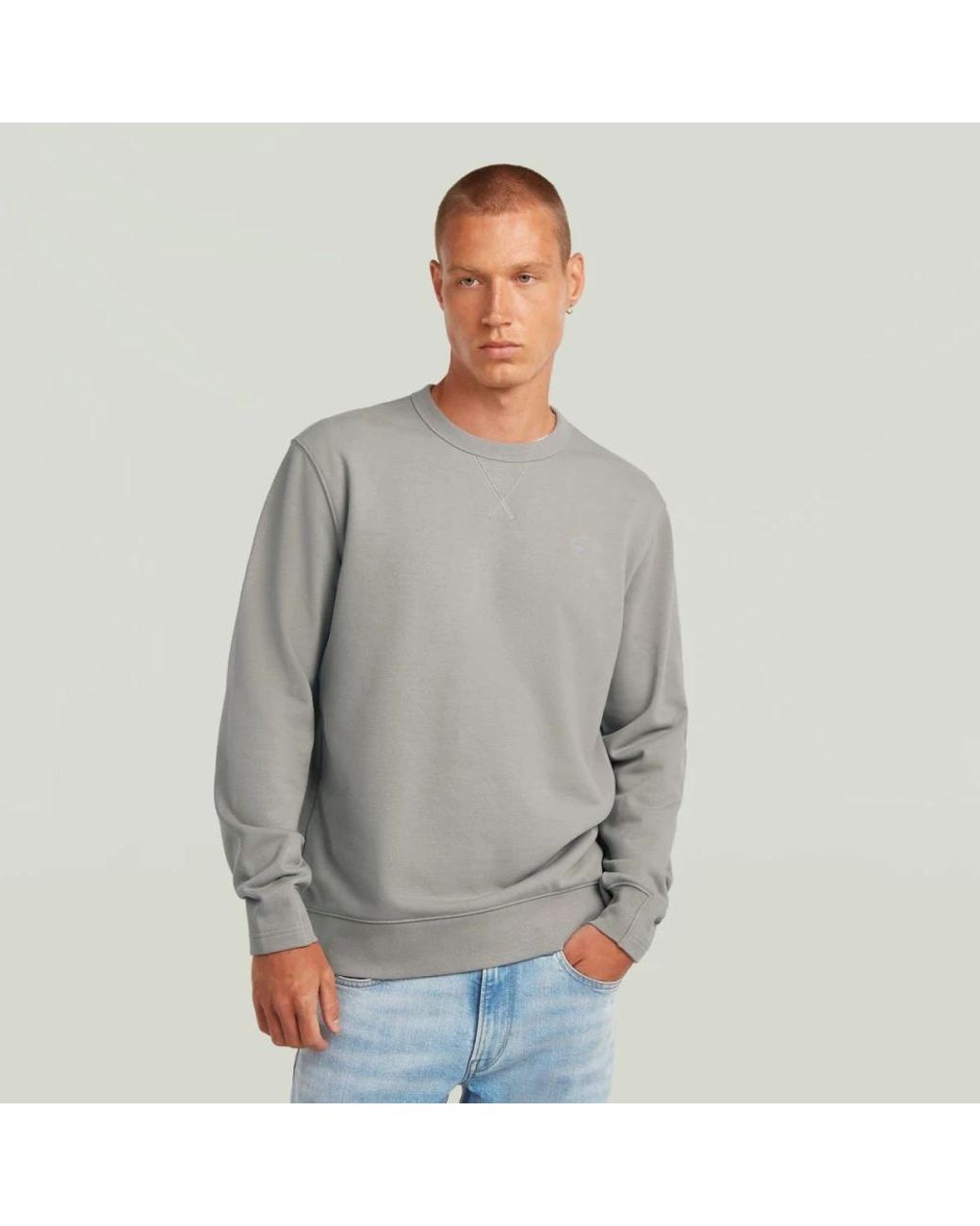 G-Star Hoodies & Sweatvesten ,Grijs ,Katoen Nifous Sweater in het Gray voor heren
