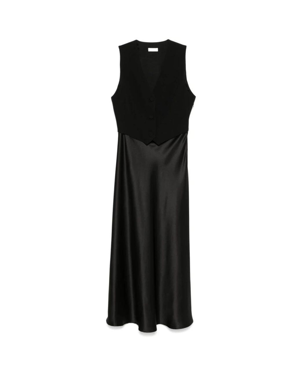 Liu Jo Kleedjes ,Zwart ,Polyester Lange Jurk Met Ingebouwd Vest in het Black