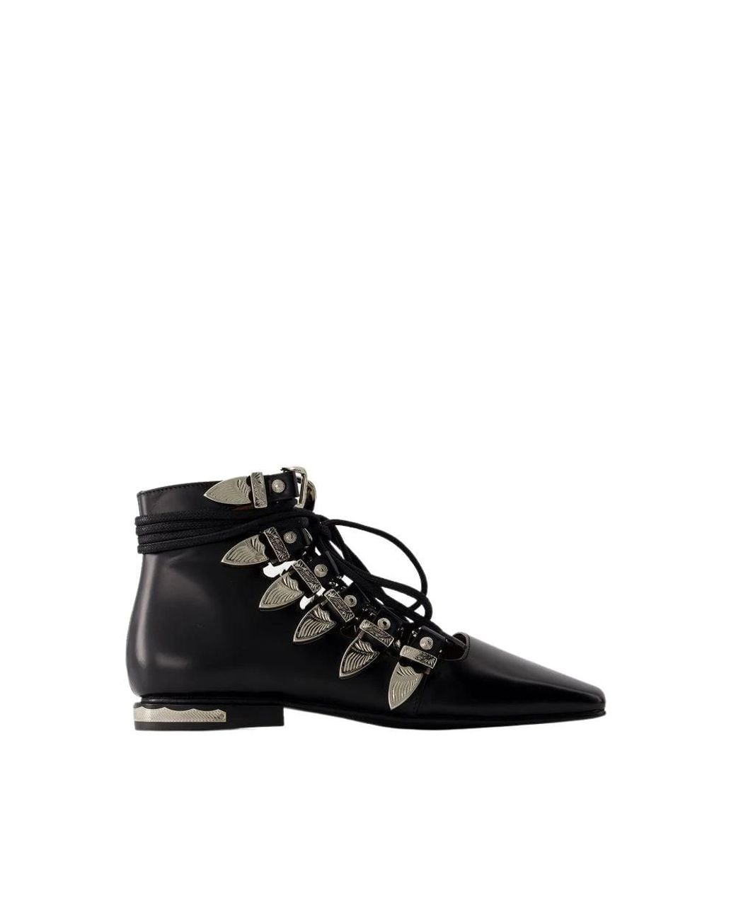 Toga Black Lace-Up Boots