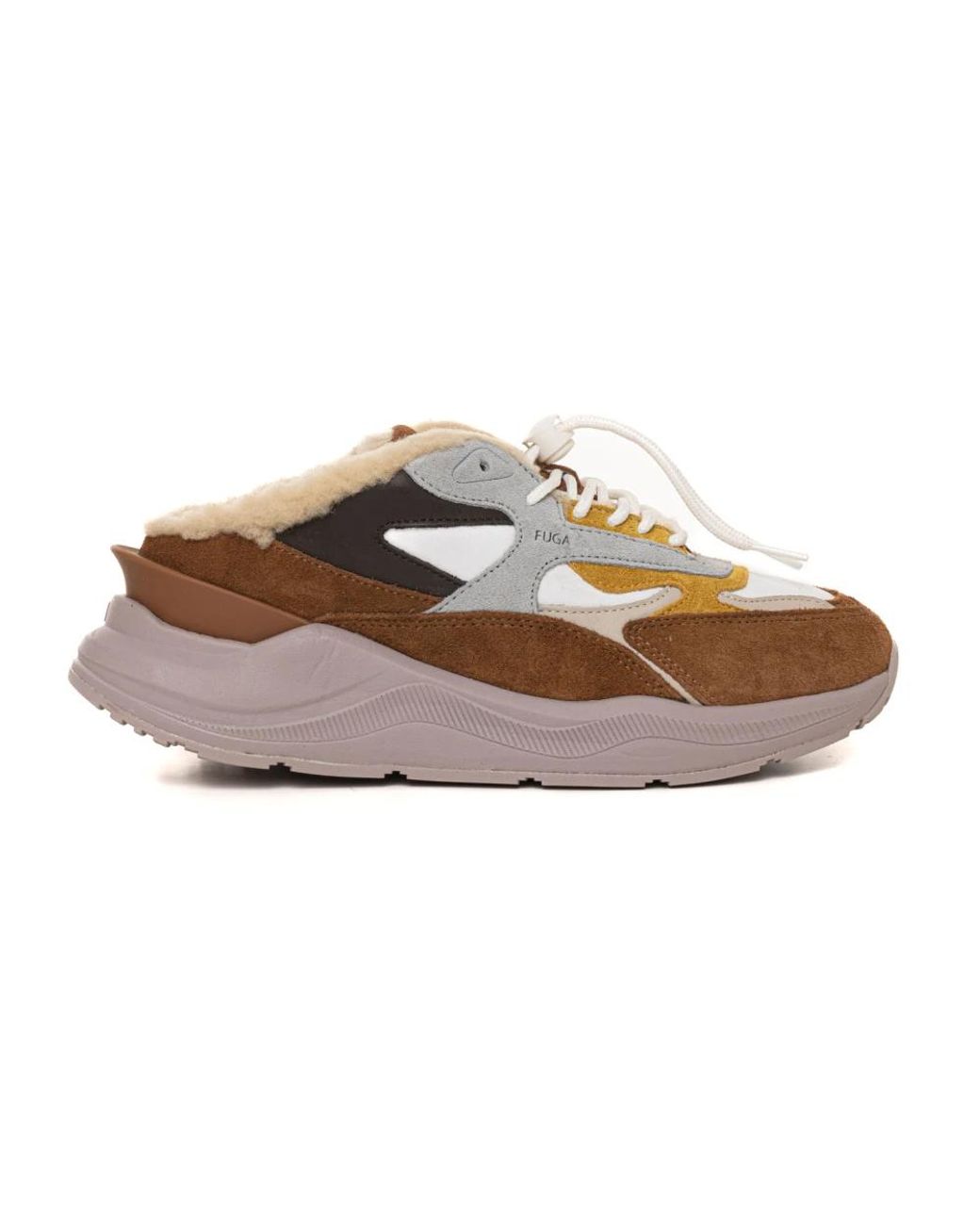 Date Schoenen ,Bruin ,Leer Faux Fur Contrast Sole Sneakers in het Brown