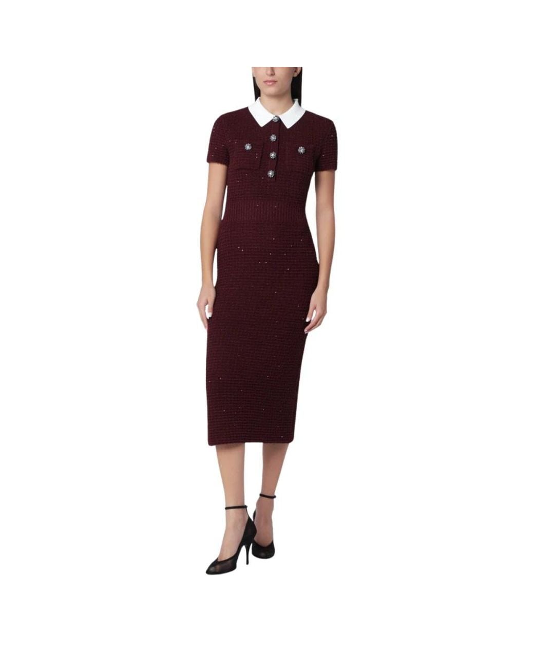 Knitted Dresses Self-Portrait de color Red