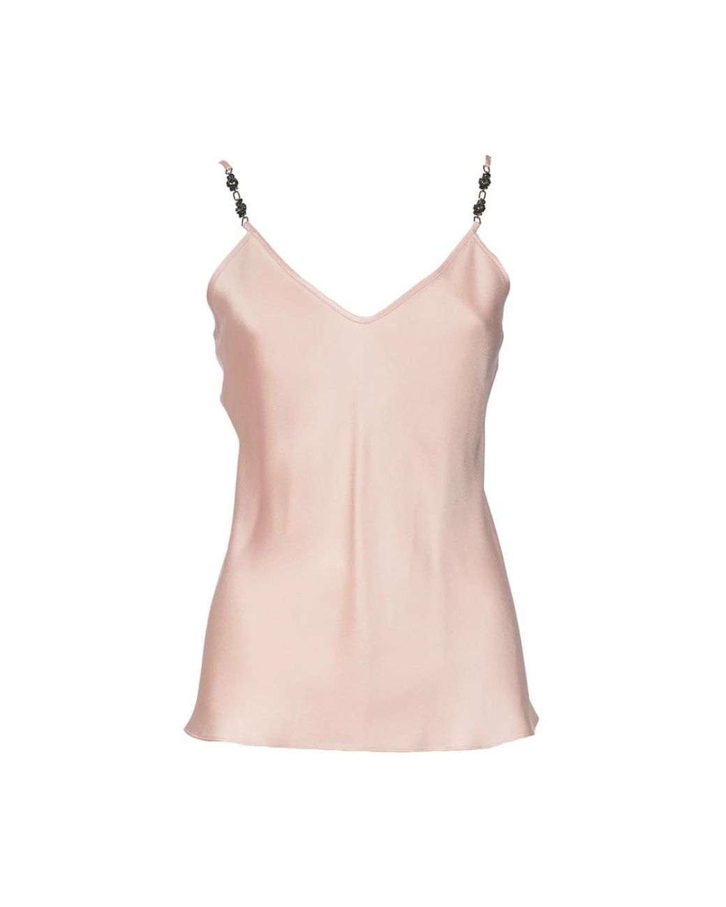 Max Mara Tops ,Roze ,Satijn Satijnen V-Hals Top Juweelbandjes in het Pink