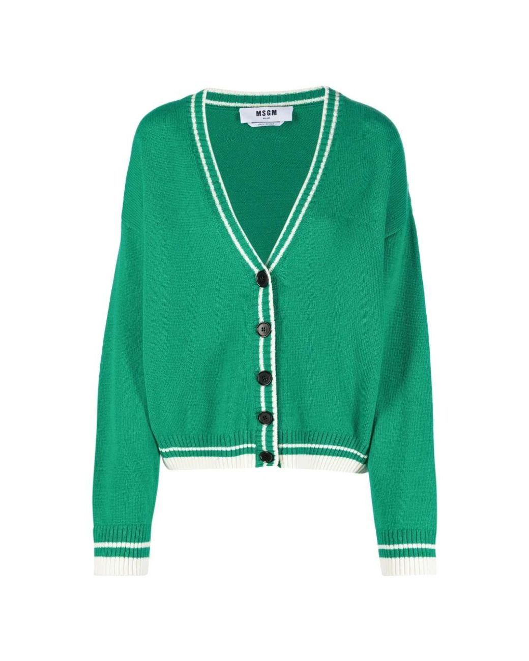 MSGM Truien & Vesten ,Groen ,Wol Groene Wol Kasjmier Casual Cardigan in het Green