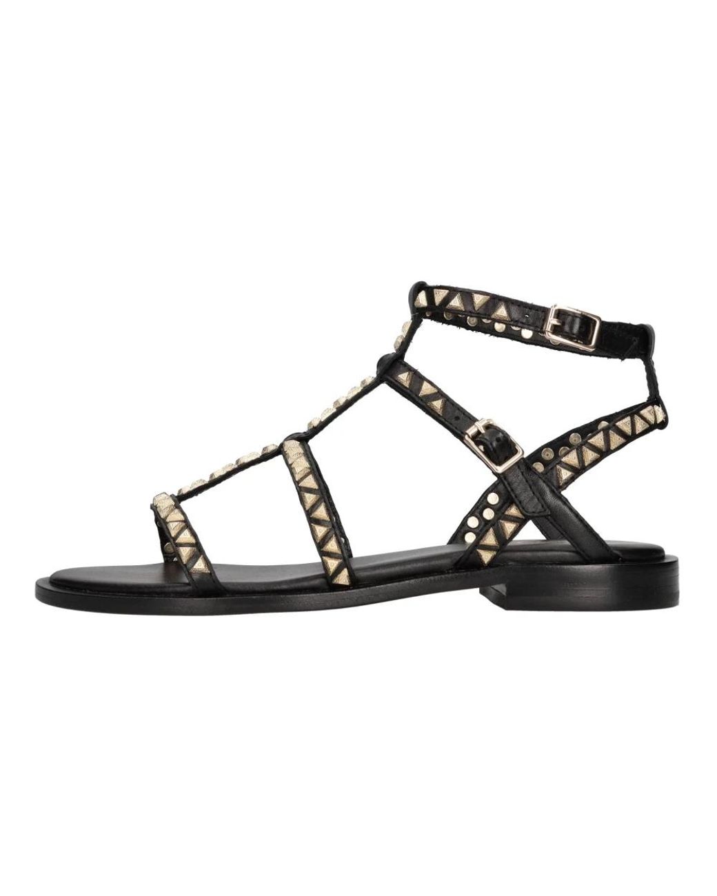 Ash Black Flat Sandals