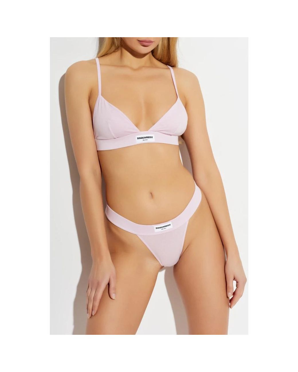 DSquared² Pink Logo Patch Thong