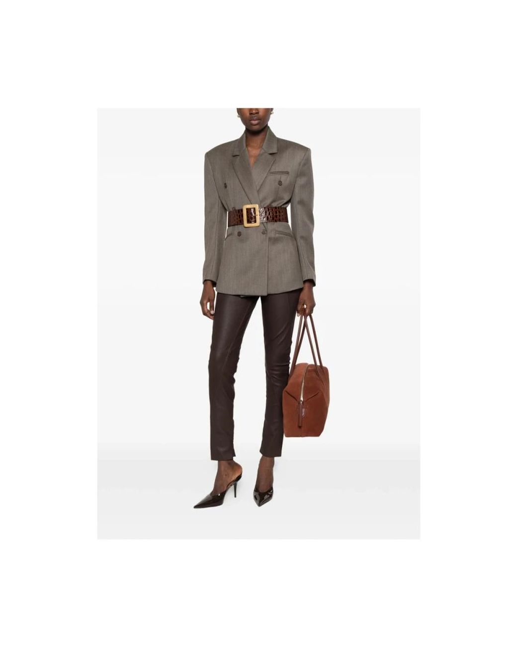 Frankie Shop Gray Leather Trousers
