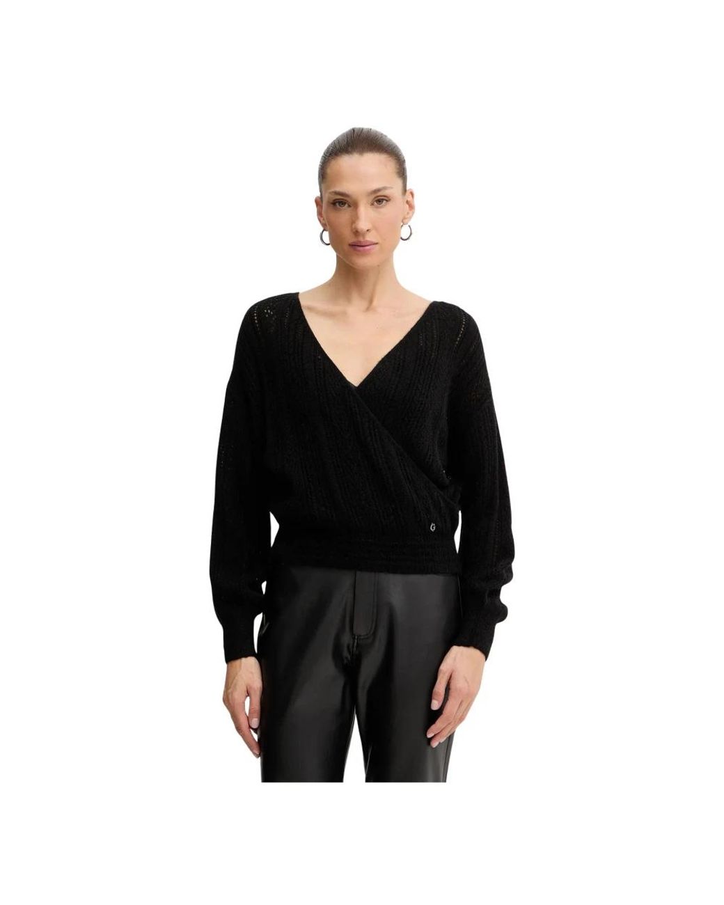 Guess V-Neck Truien in het Black