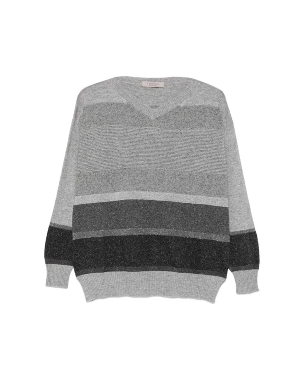 D.exterior Gray V-Neck Knitwear