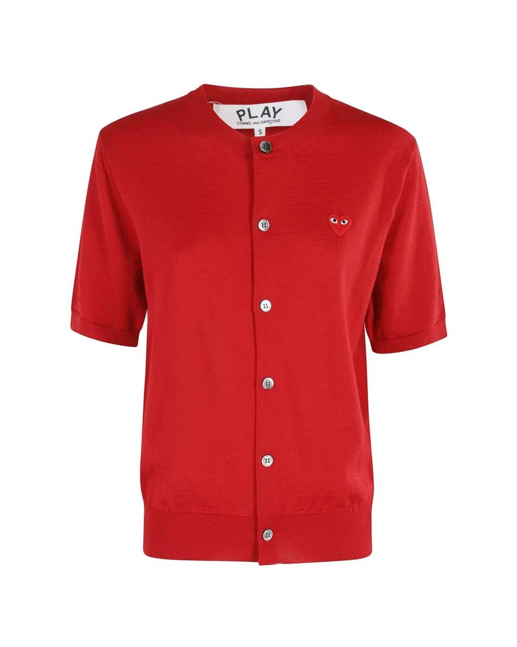 COMME DES GARÇONS PLAY Truien & Vesten ,Rood ,Round Neck Emblem Cardigan in het Red