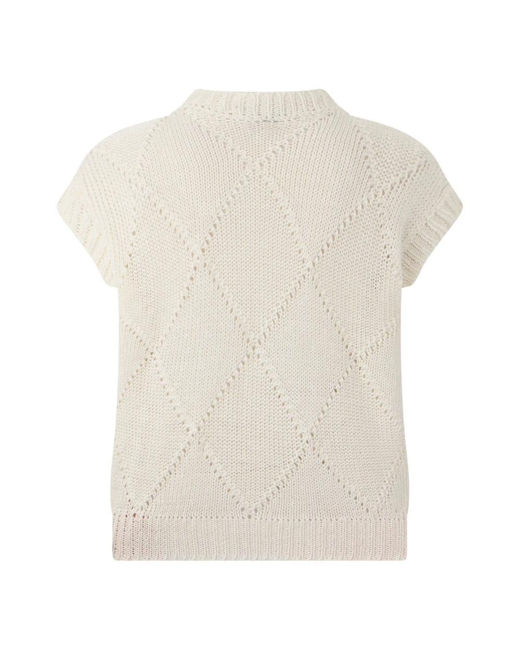 Peserico Truien & Vesten ,Wit ,Pailletten Trui Met Korte Mouwen En Pailletten in het White