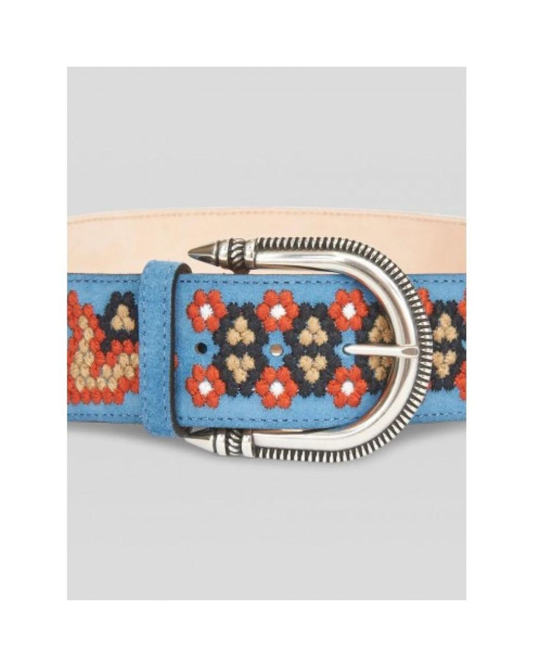 Etro Blue Cinturón Piel Bordados