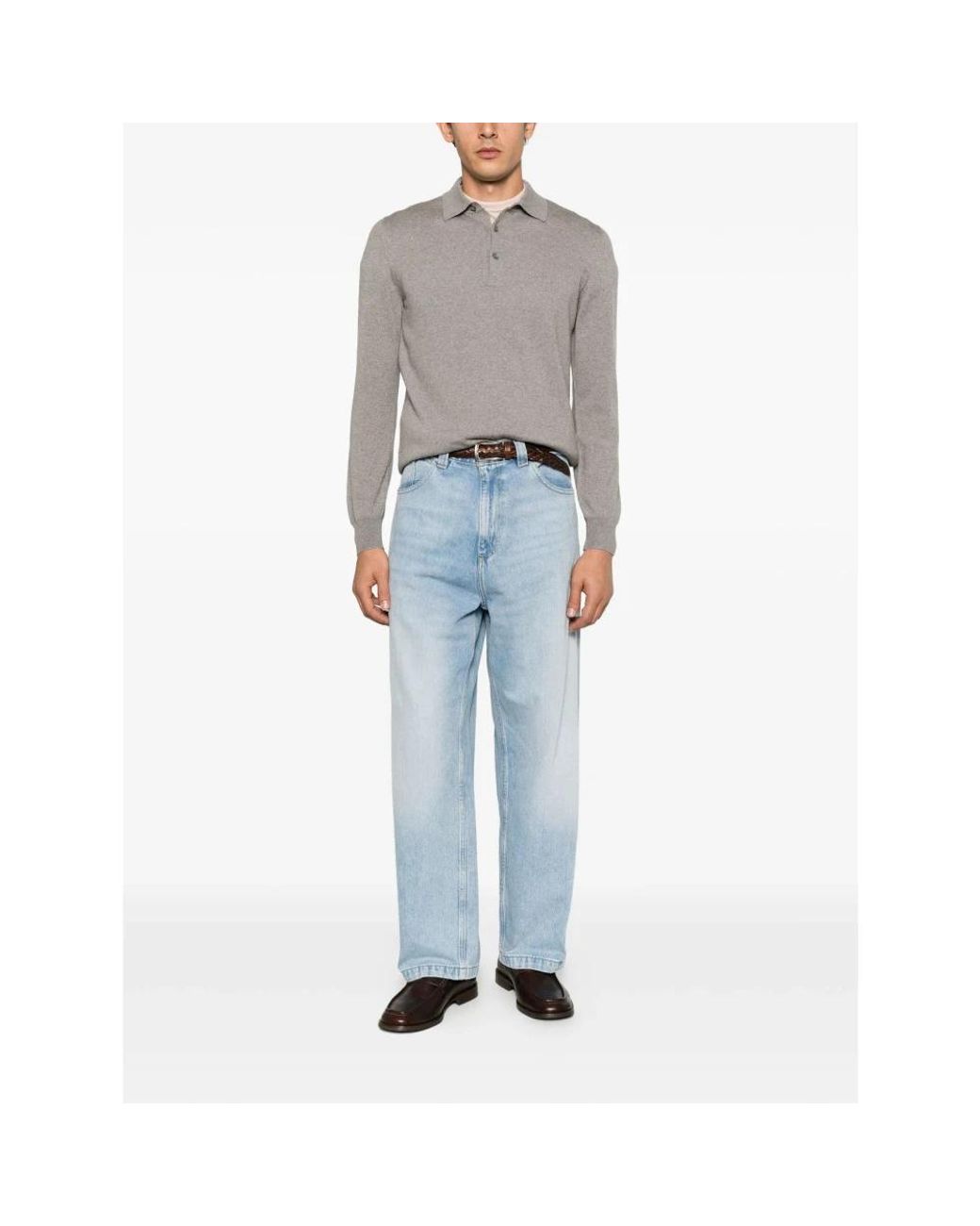 Gran Sasso Tennis V-Ausschnitt Strickpullover in Gray für Herren