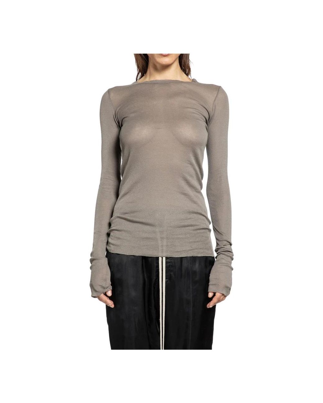 Rick Owens Forever Rib Ls T in het Gray