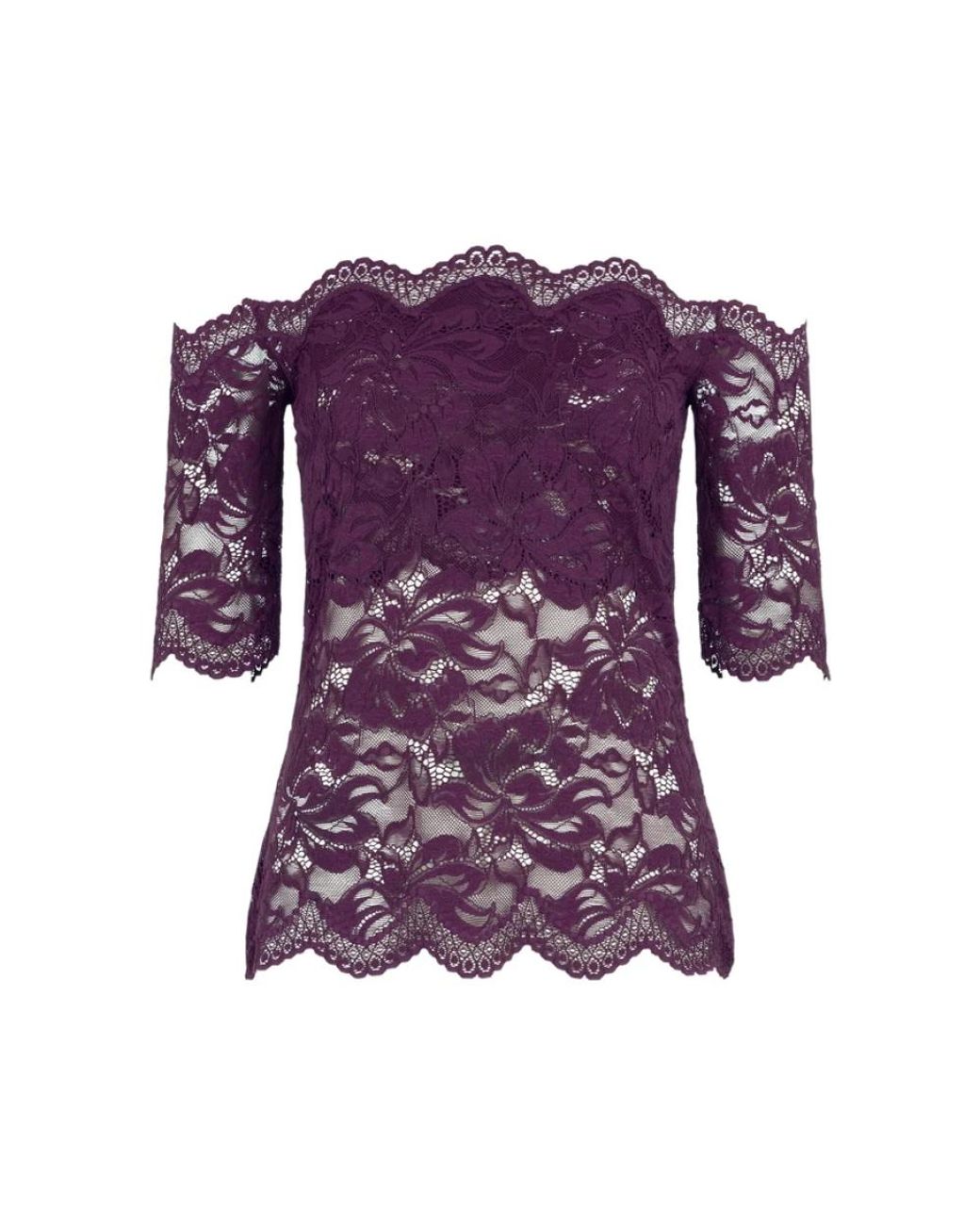Rabanne Top Met Bloemenkant En Blote Schouders in het Purple