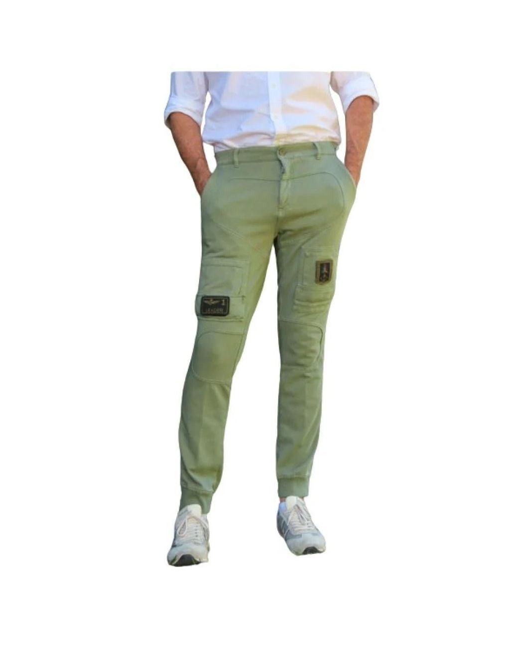 Aeronautica Militare Green Slim-Fit Trousers for men