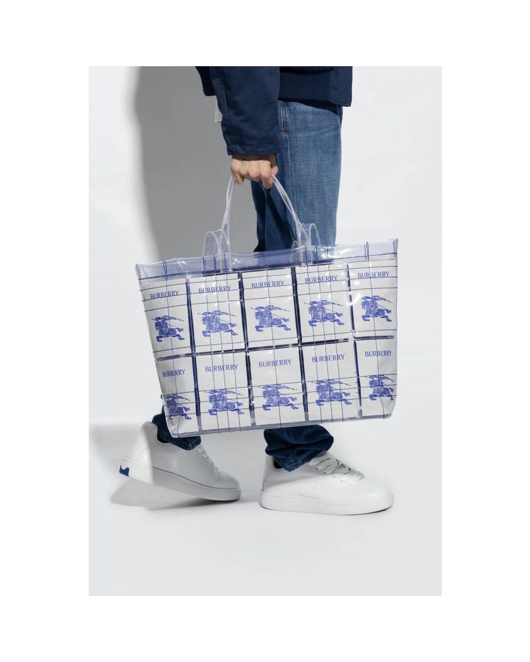 Burberry White Ekd label einkaufstasche
