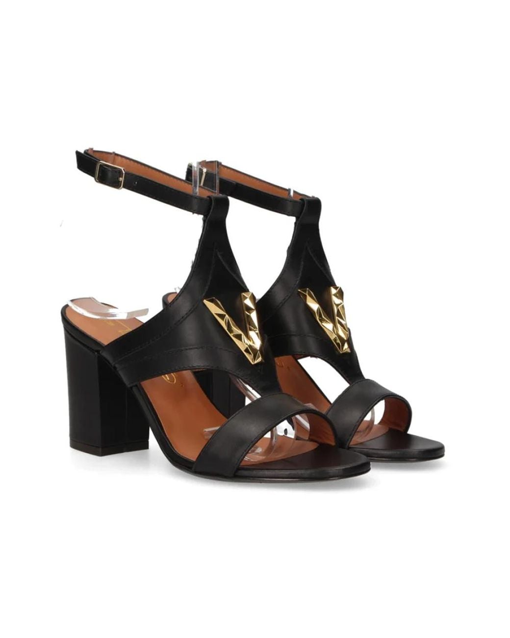 Via Roma 15 Black High Heel Sandals