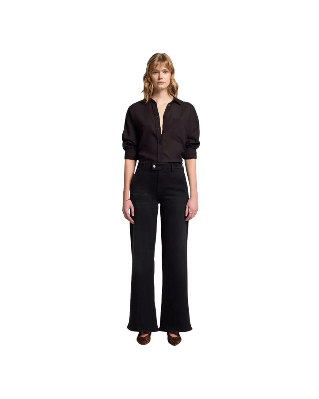 7 For All Mankind Black Wide Trousers