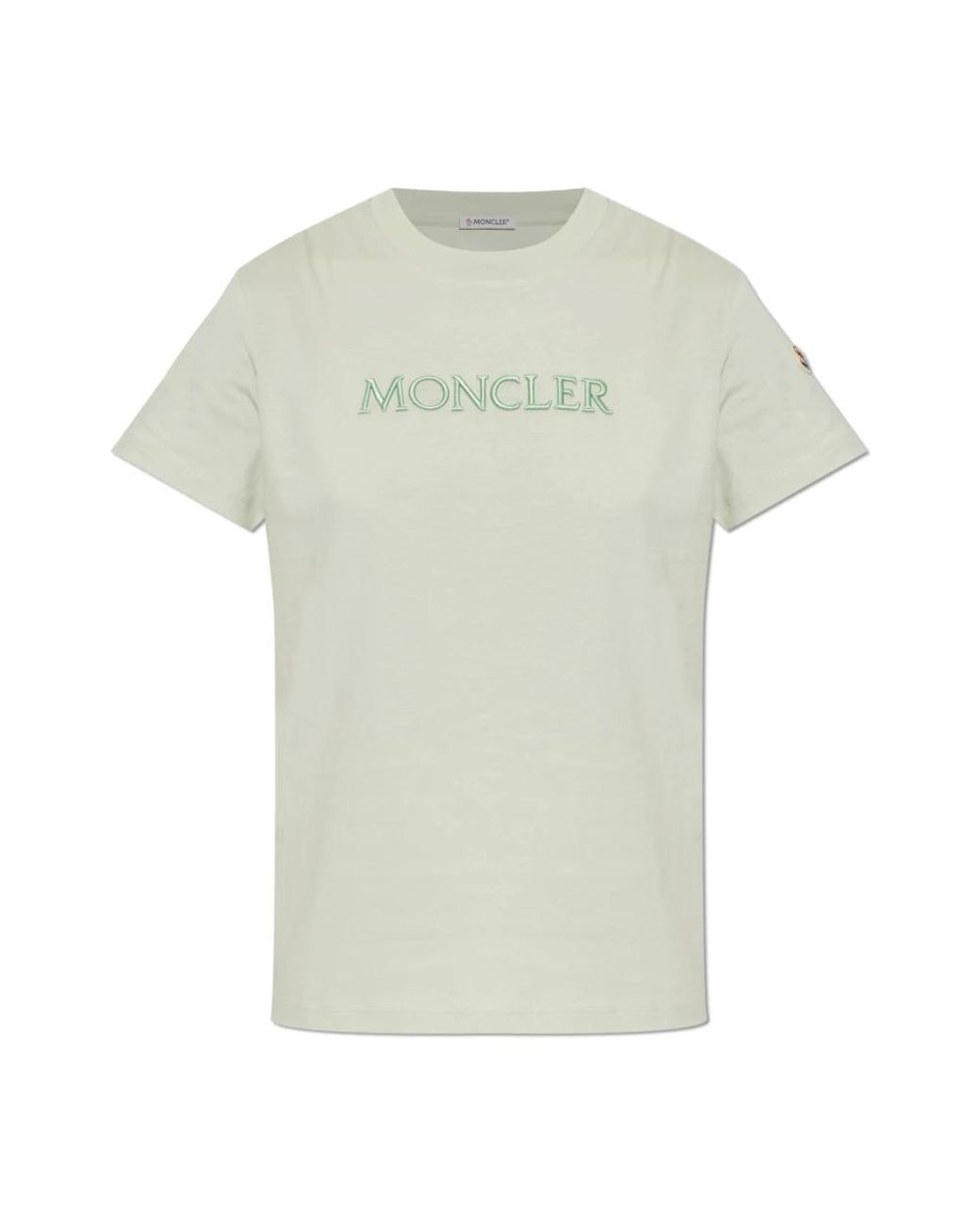 Moncler Tops ,Groen ,Katoen Embroidered Tonal Logo Cotton T-Shirt in het Green