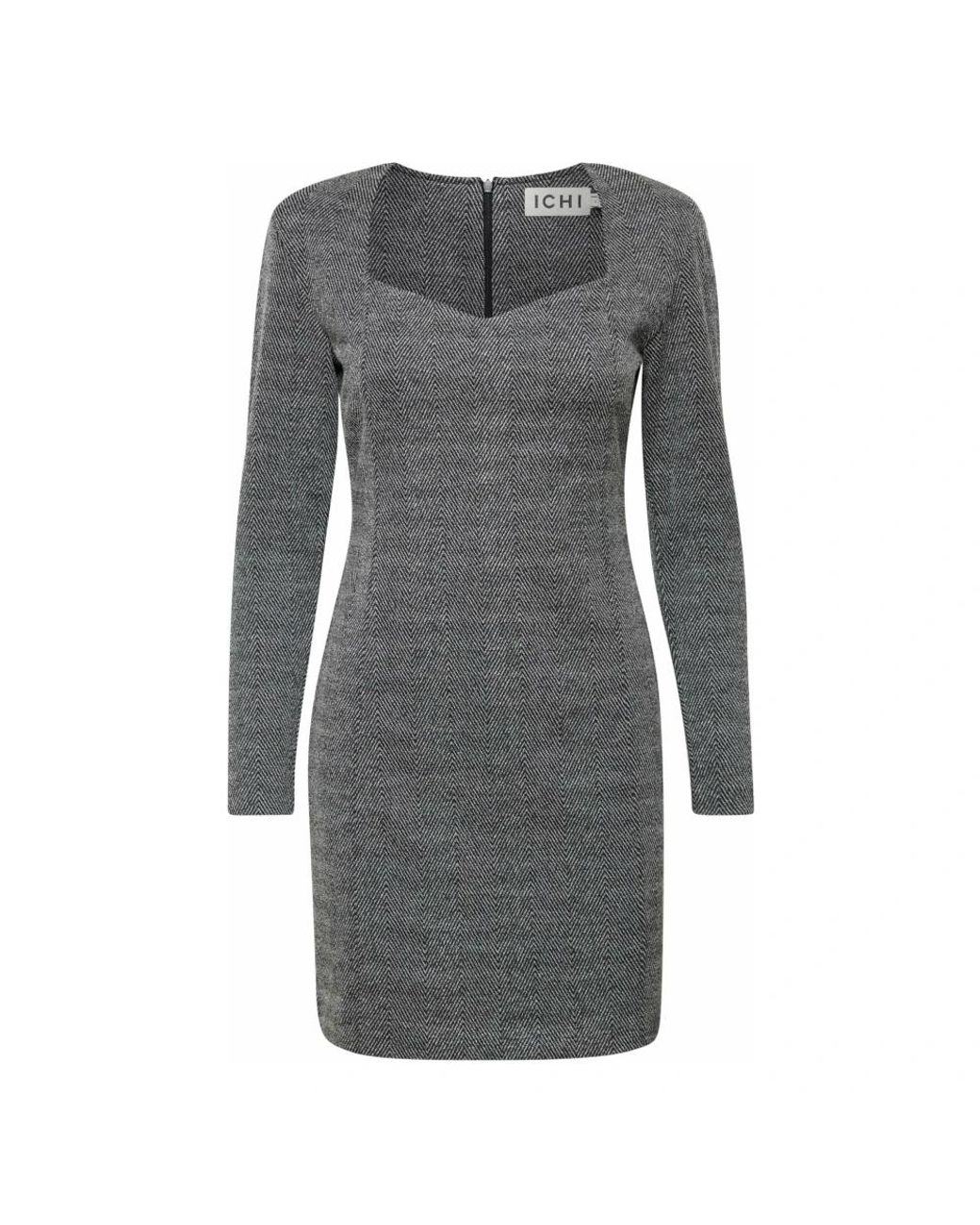 Ichi Gray Tailliertes Kleid