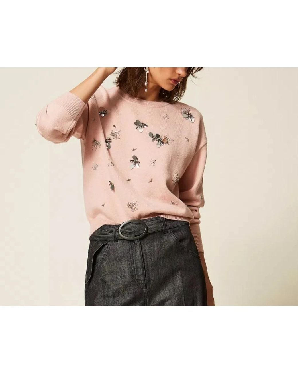 Twinset Pink Round-Neck Knitwear