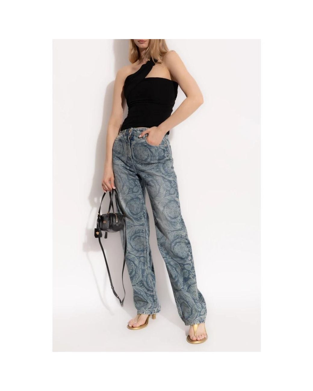 Versace Black Sleeveless Tops