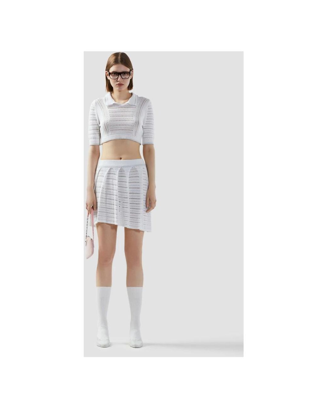 Gcds White Round-Neck Knitwear