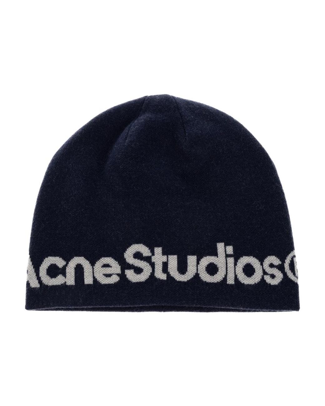 Acne Blue Wollmütze Mit Logo