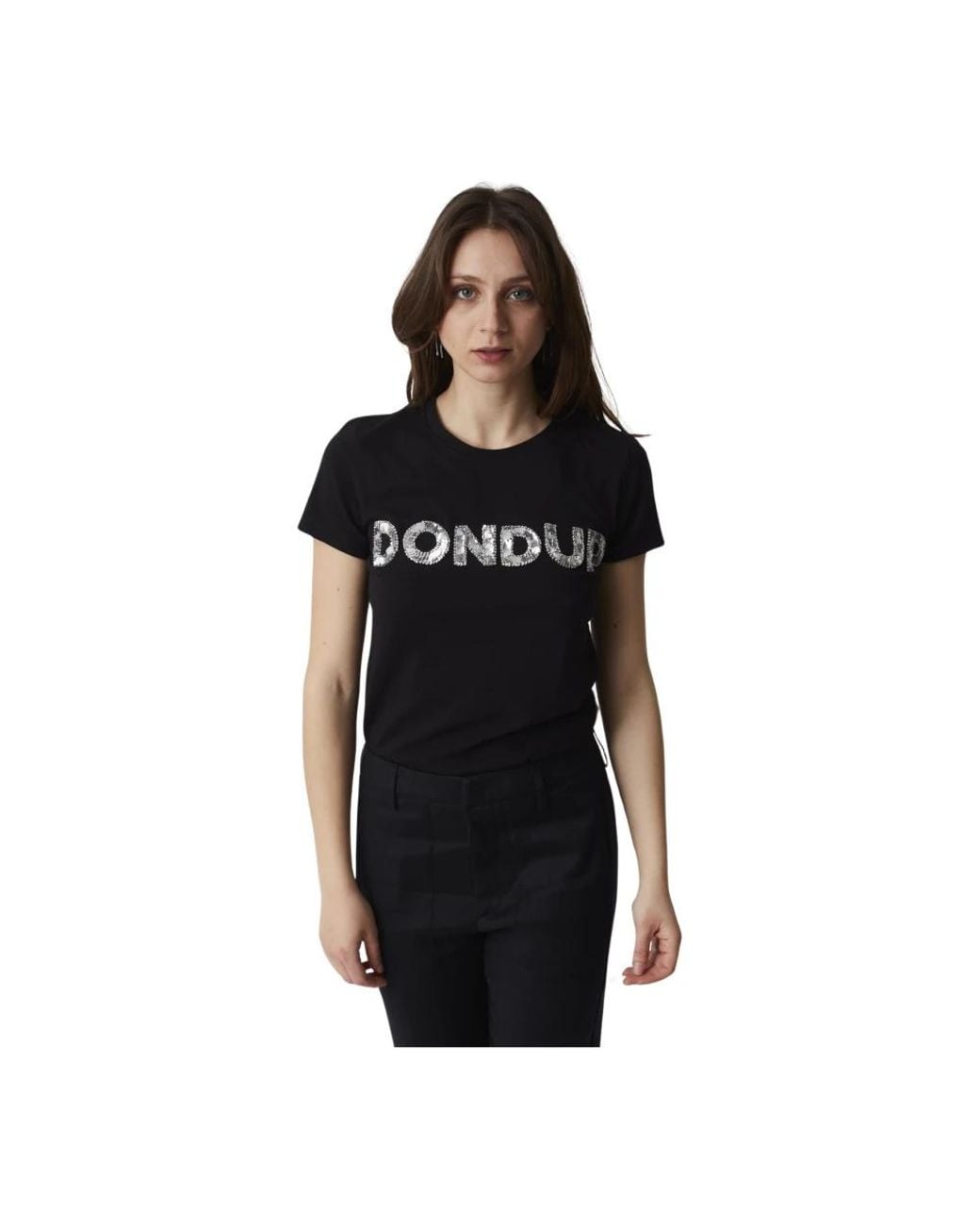 Dondup Tops ,Zwart ,Casual T-Shirt in het Black