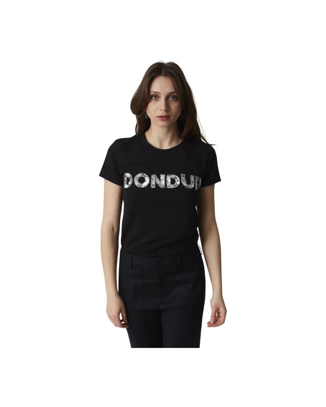 Dondup Tops ,Zwart ,Casual T-Shirt in het Black