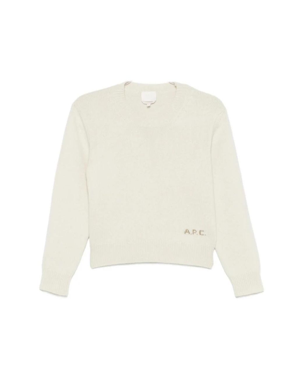 A.P.C. White Gerippter Rundhalspullover