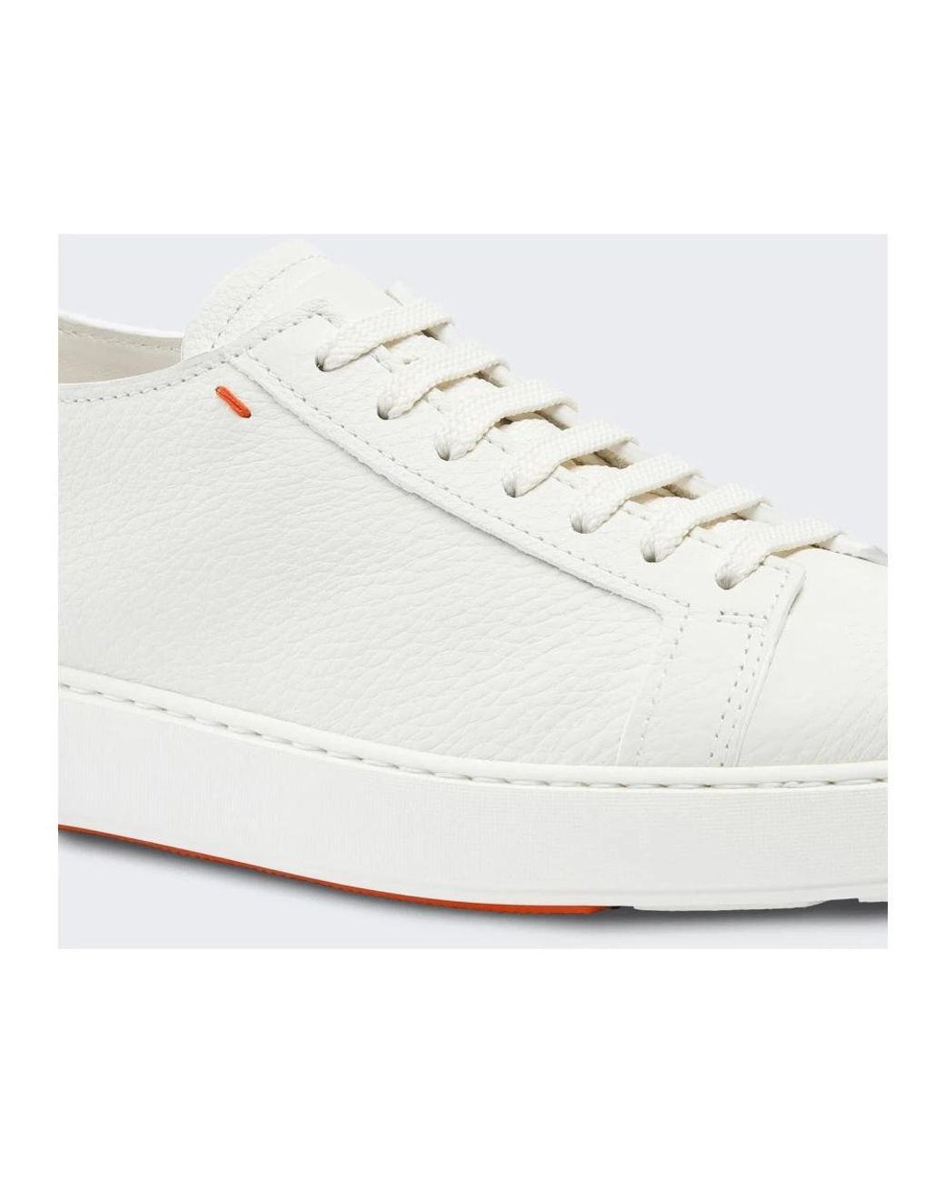 Santoni Weiße Sneaker Für Herren Aus Getrommeltem Leder in White für Herren