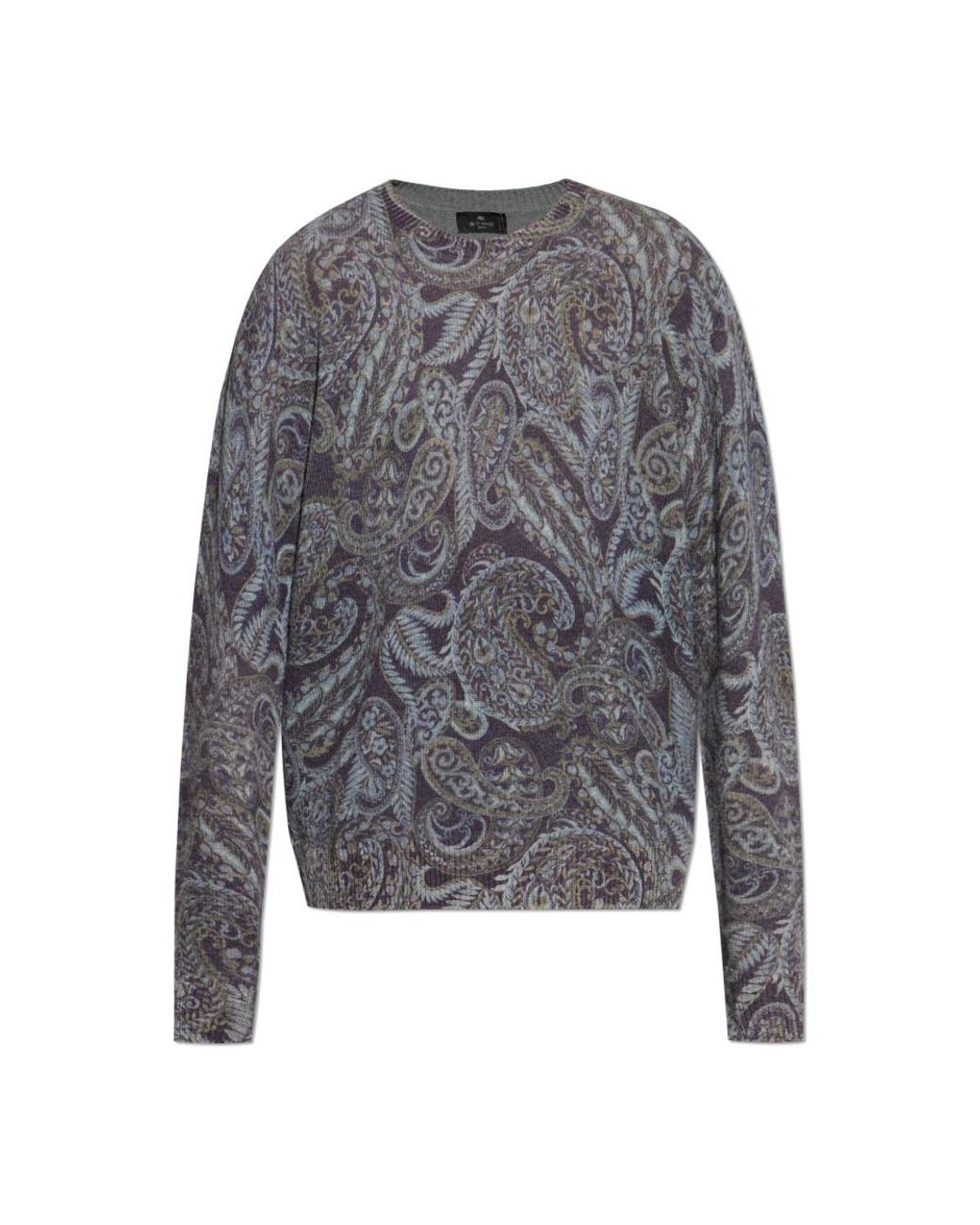Etro Gray Round-Neck Knitwear for men