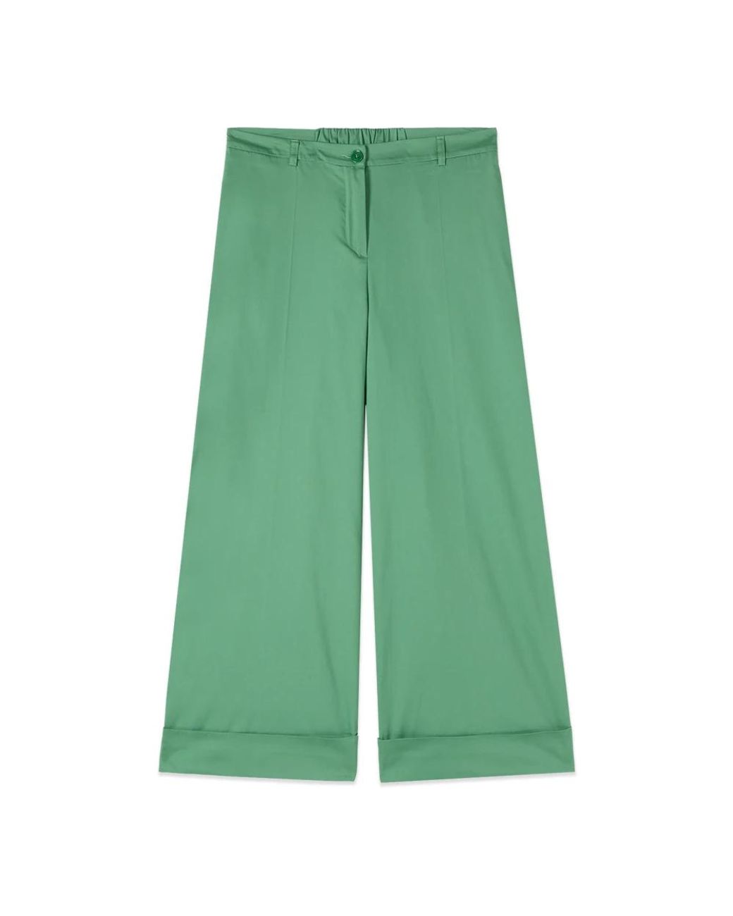 Oltre Cotton Blend Cropped Broeken in het Green