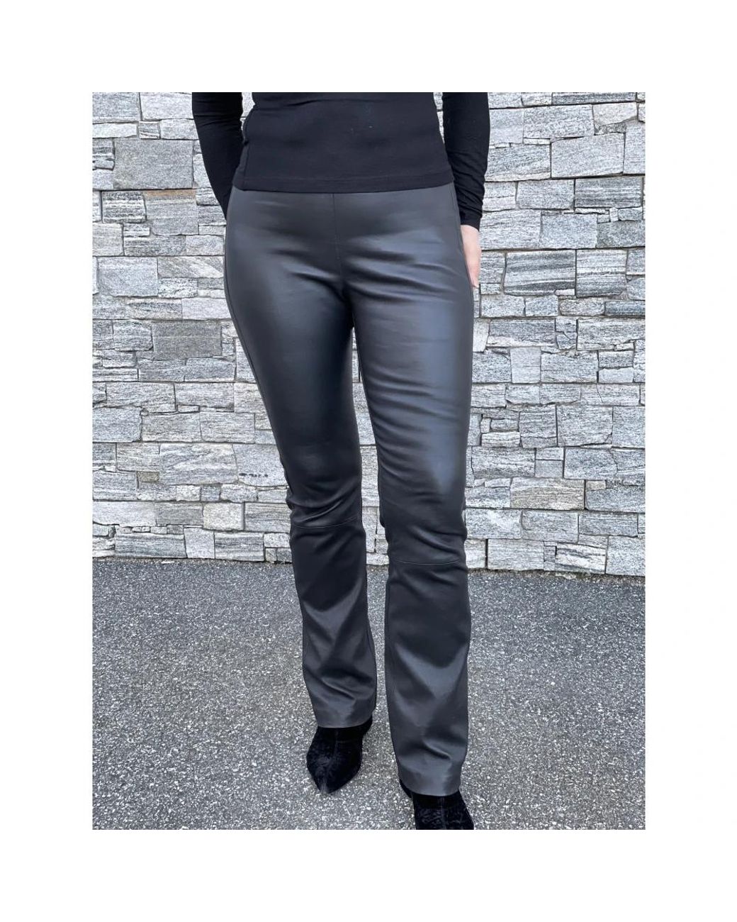 Inwear Gray Leather Trousers