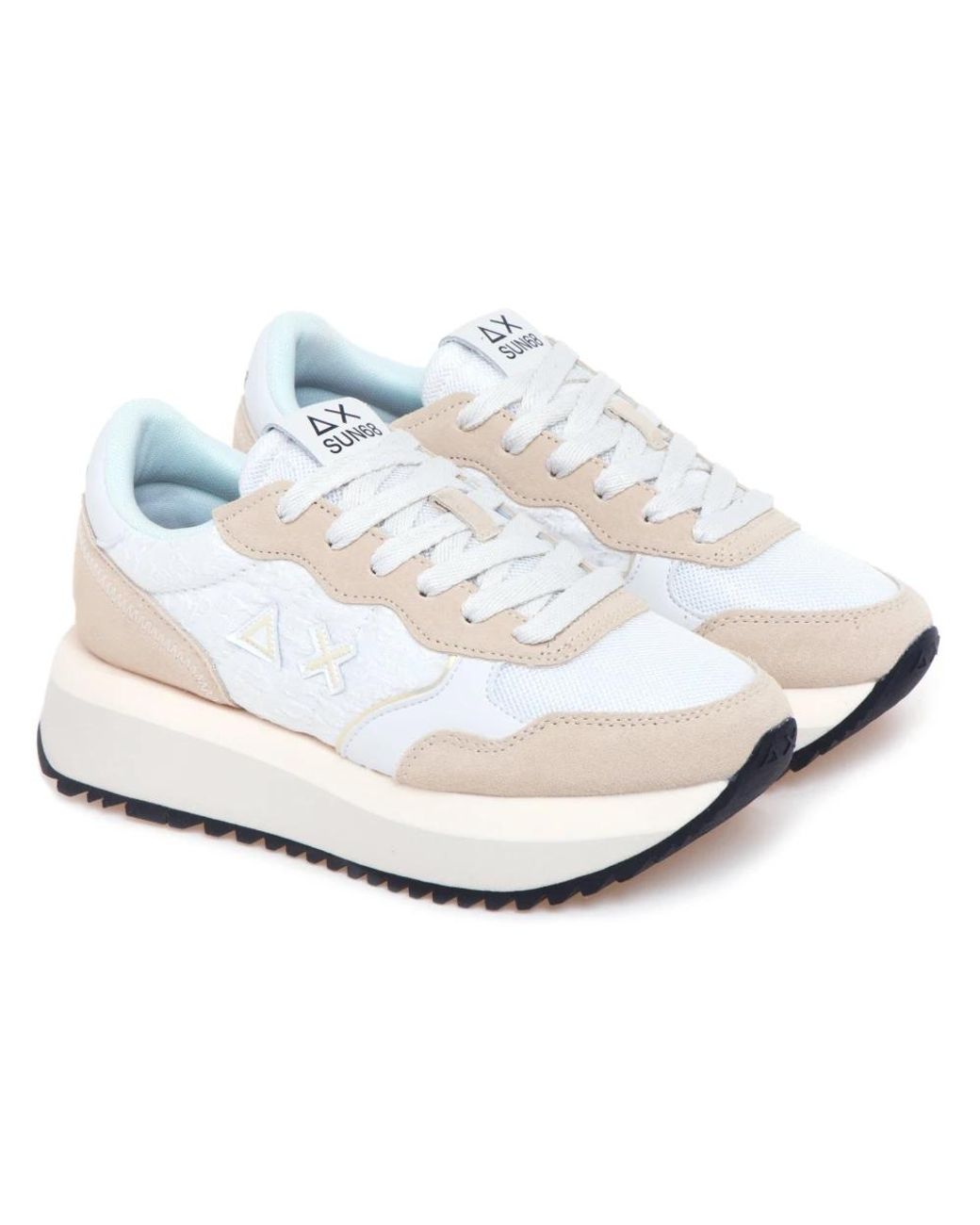 Sun 68 White Sneakers