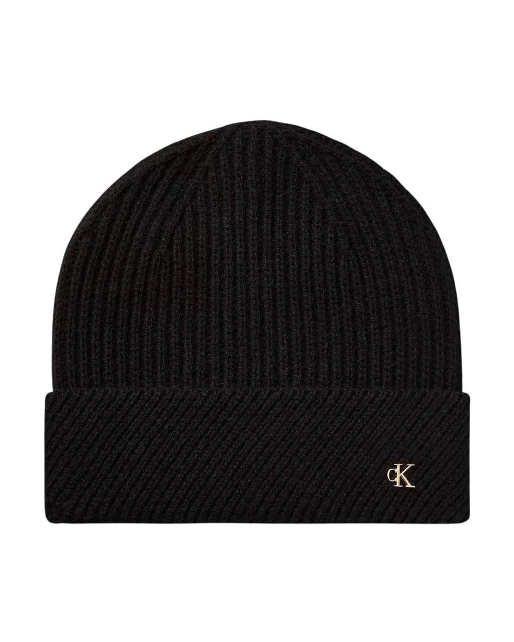 Calvin Klein Black Metal Wool Beanie