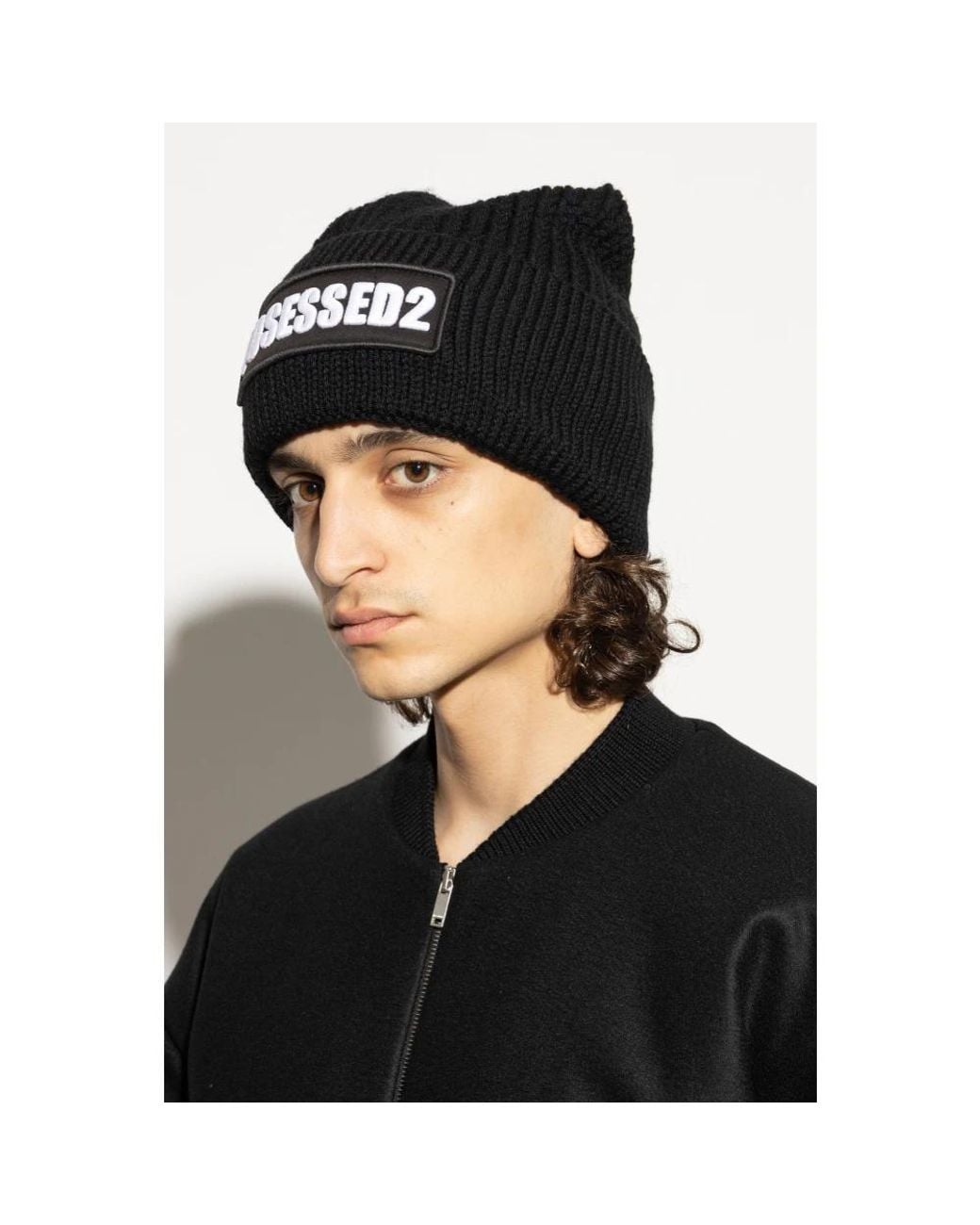 DSquared² Black Beanies for men