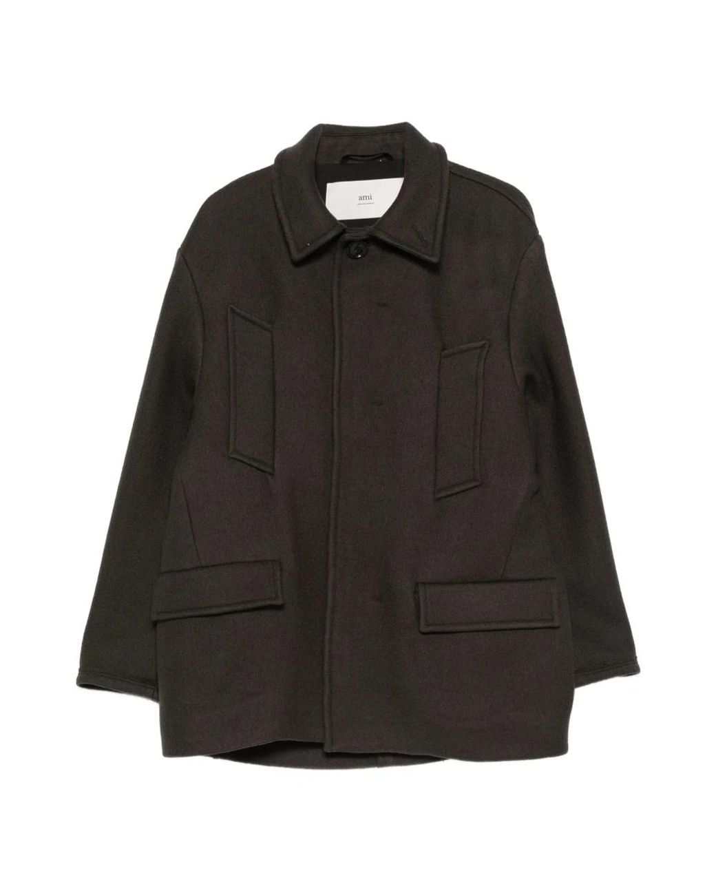 Single-Breasted Coats AMI en coloris Black